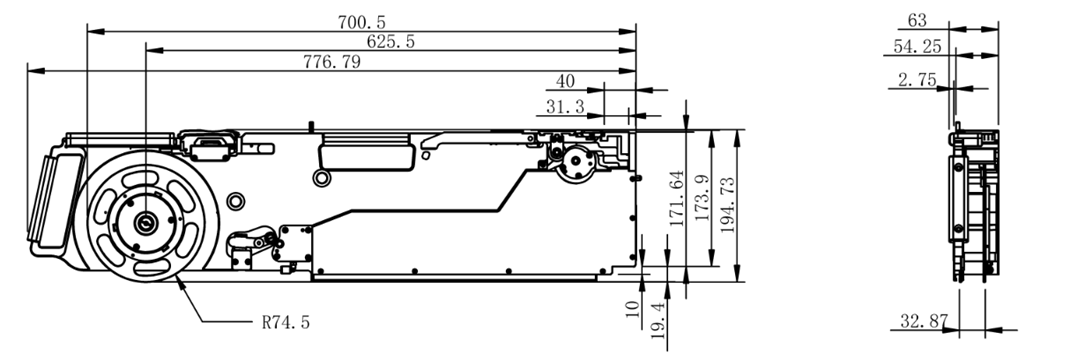 ASM (Siemens) Label Feeder Dimensions